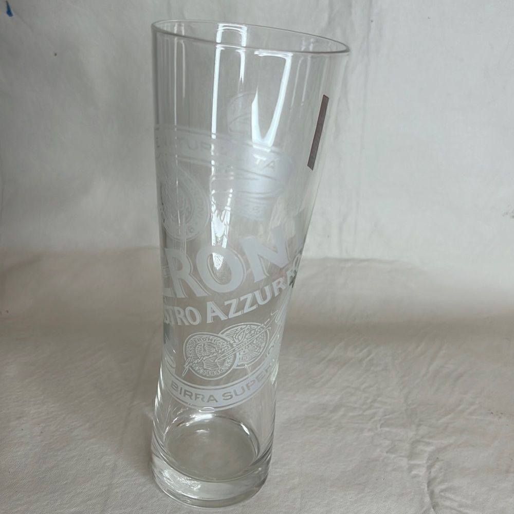Peroni Beer Drinking Glass 12 Ounces 2 1/2 Inches Diameter 7 3/4 Inches Tall